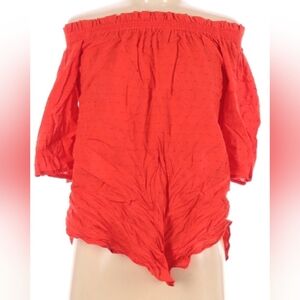 H&M Womens Red Orange Off the Shoulder Swiss Dot Blouse 6